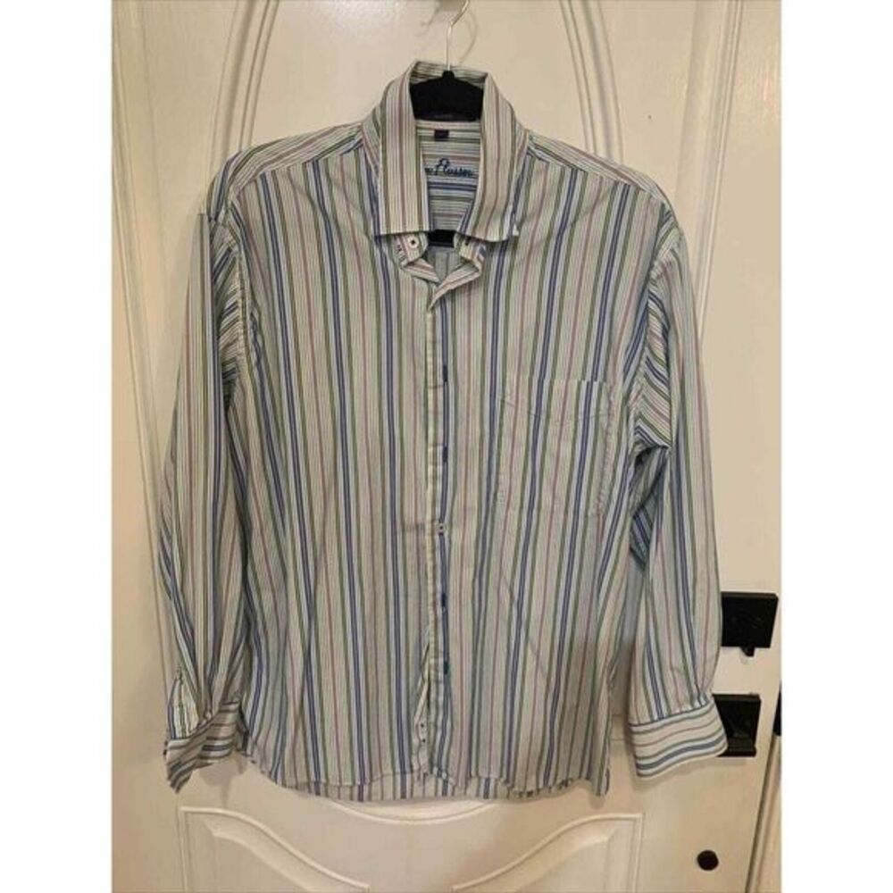 Alan Flusser‎ Men's Long Sleeve Button Up Shirt Medium Striped